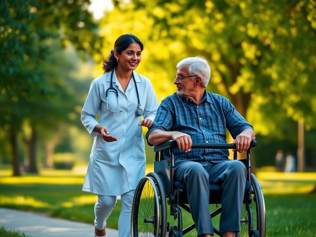 Nurse assisting an elderly patient